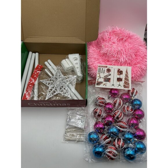 Pink Christmas Tree 5 Ft Pop up Pink Valentines Dual Color Fairy Light 25 Bulb - Picture 2 of 5